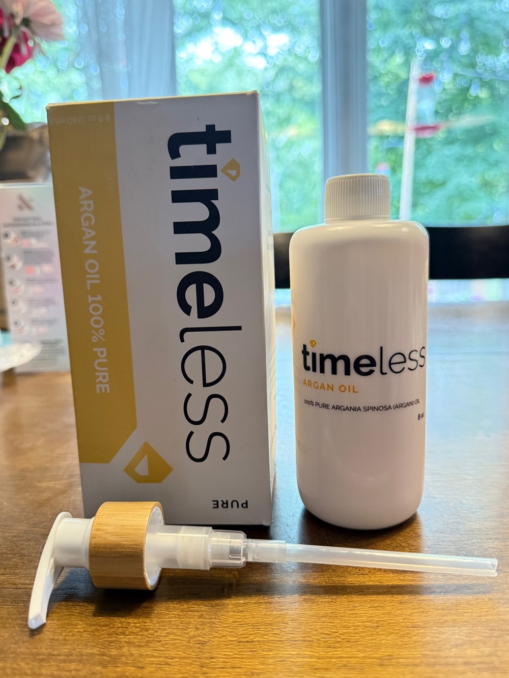 Timeless Skin Care 100% Pure Argan Oil 8 oz - Half Full (4oz Left) + Unused Pump